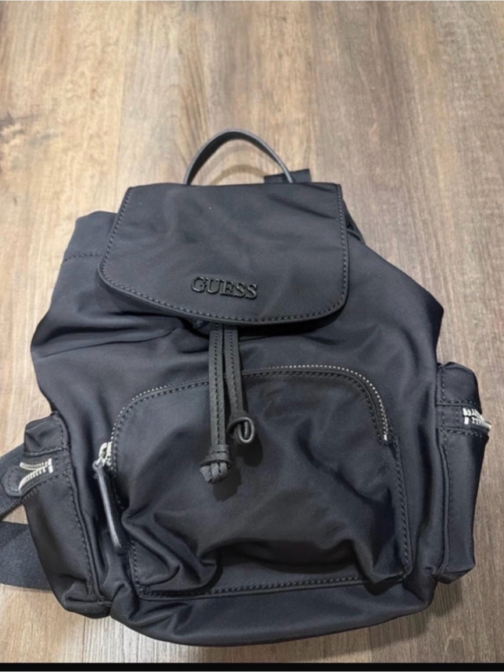 Guess Black Nylon women’s Backpack with Front Pocket